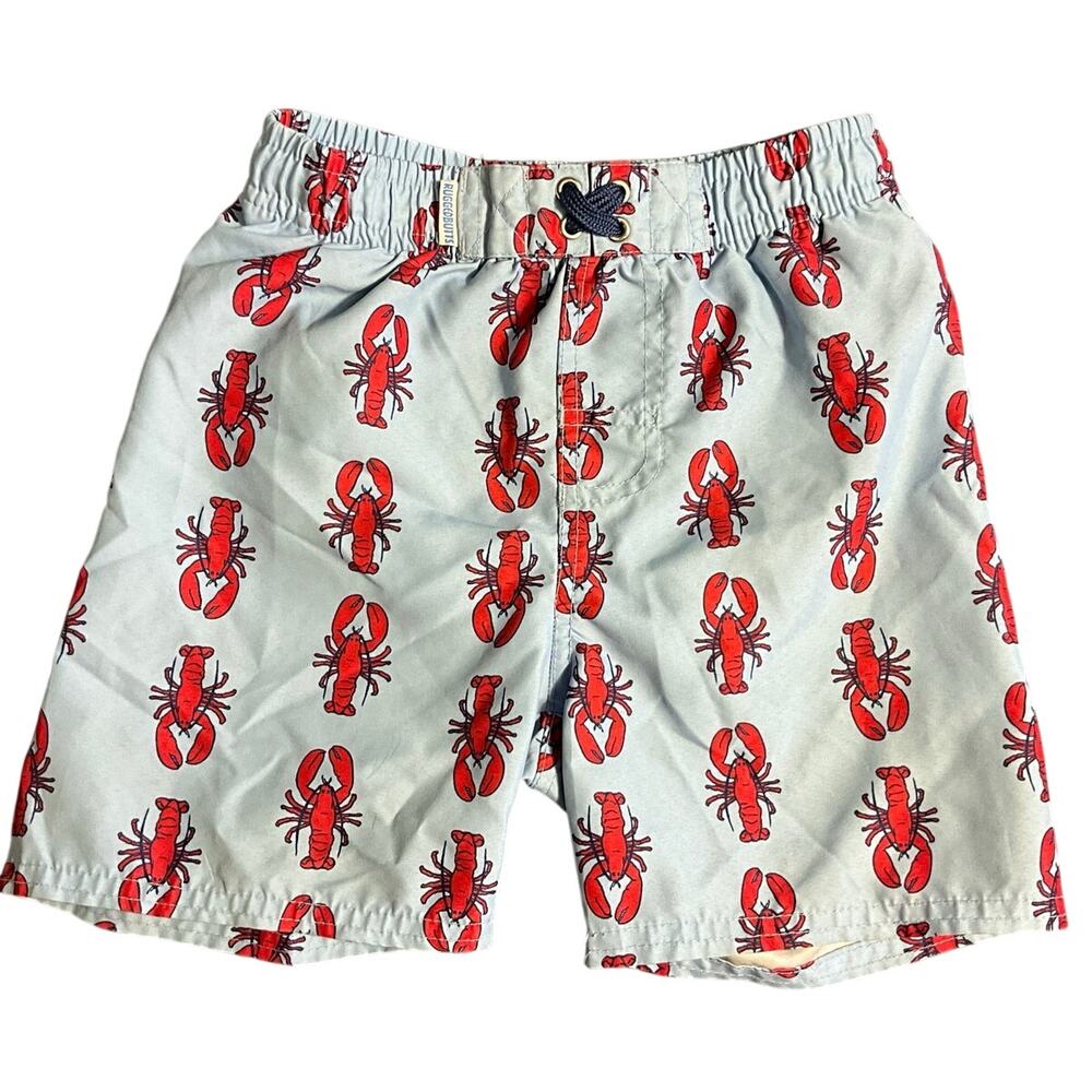 Boy's Sz 6 Rugged Butts Swim Trunks Shorts Lined Drawstrings Red Lobster Design